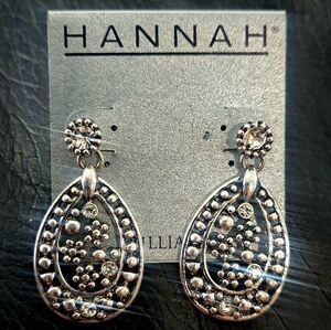 Hannah: Brilliance  Intricate Silver Tone Earrings